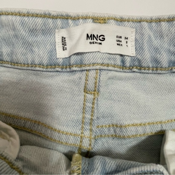 Mango Light Blue High Waist Wide Leg Raw Hem US 2 - Picture 6 of 7